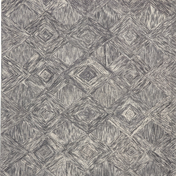 Homeroots 8' X 11' Charcoal And Ivory Wool Geometric Area Rug  Wool 554764