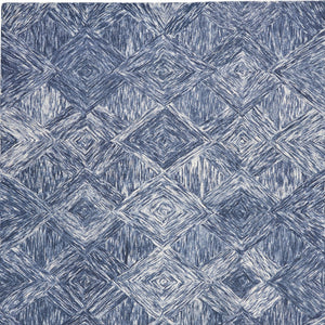 Homeroots 8' X 11' Denim Blue And Ivory Wool Geometric Area Rug  Wool 554766