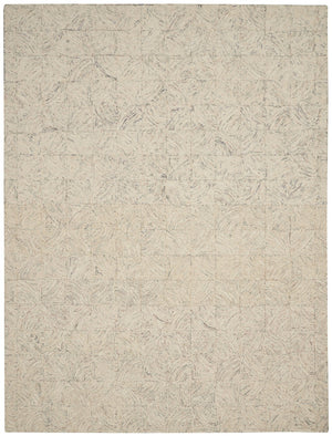 HomeRoots 5' Luxurious Ivory Tan and Gray Wool Geometric Area Rug for Contemporary Home Decor Style 8' X 11' 554767