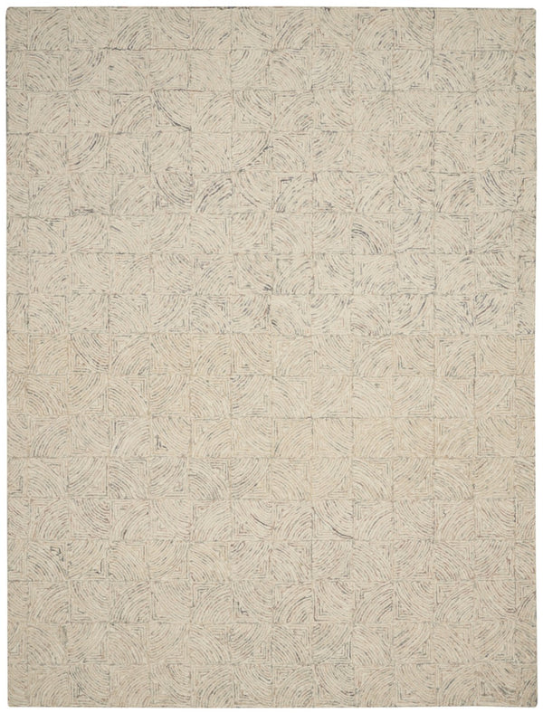 HomeRoots 5' Luxurious Ivory Tan and Gray Wool Geometric Area Rug for Contemporary Home Decor Style 8' X 11' 554767