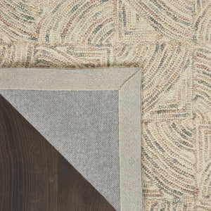 HomeRoots 5' Luxurious Ivory Tan and Gray Wool Geometric Area Rug for Contemporary Home Decor Style 8' X 11' 554767