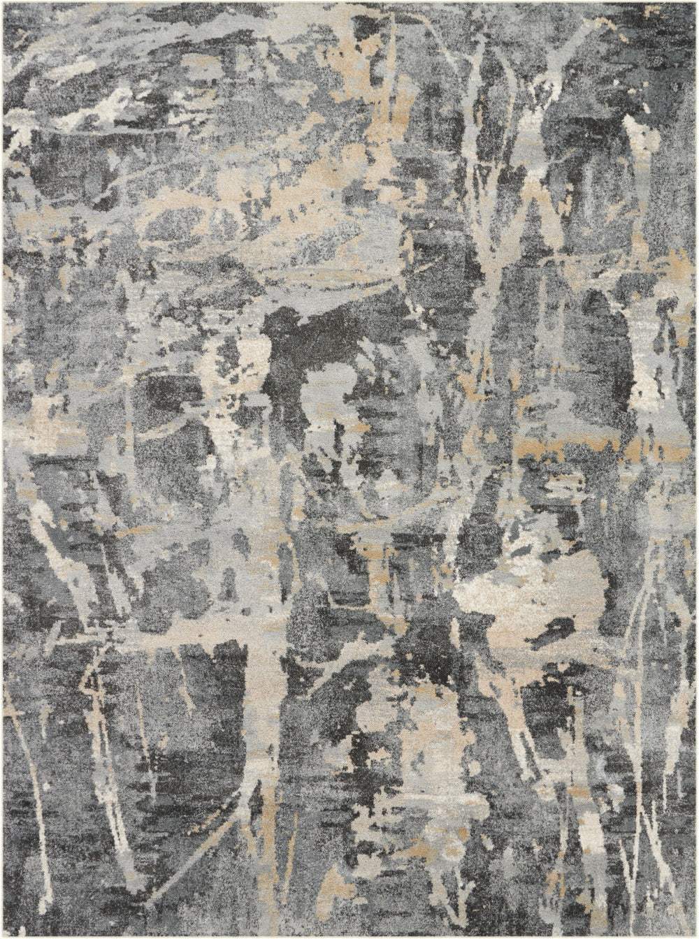 Homeroots 8' X 11' Ivory Black And Gray Abstract Area Rug  Polypropylene 554771