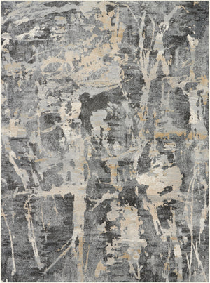 Homeroots 8' X 11' Ivory Black And Gray Abstract Area Rug  Polypropylene 554771