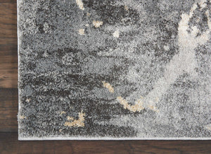 Homeroots 8' X 11' Ivory Black And Gray Abstract Area Rug  Polypropylene 554771