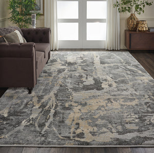 Homeroots 8' X 11' Ivory Black And Gray Abstract Area Rug  Polypropylene 554771