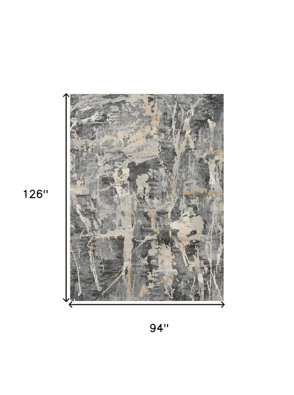 Homeroots 8' X 11' Ivory Black And Gray Abstract Area Rug  Polypropylene 554771