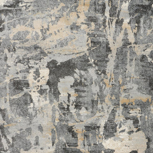 Homeroots 8' X 11' Ivory Black And Gray Abstract Area Rug  Polypropylene 554771