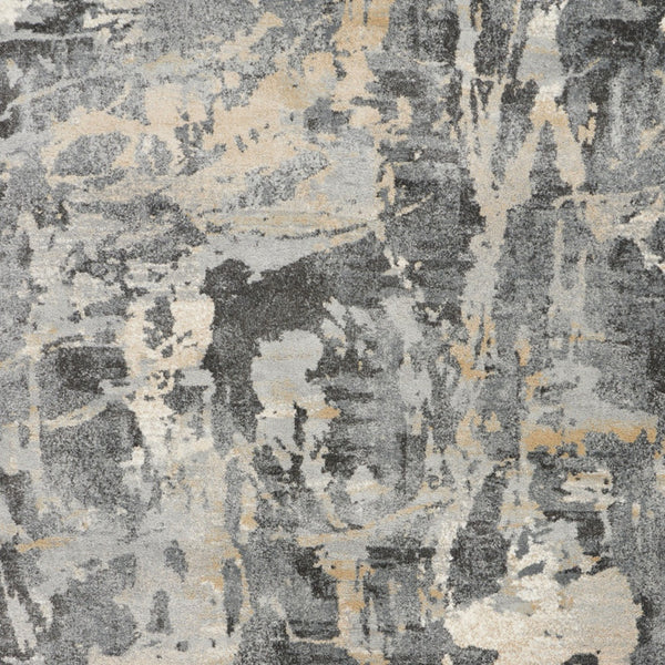 Homeroots 8' X 11' Ivory Black And Gray Abstract Area Rug  Polypropylene 554771