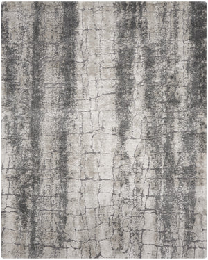 Homeroots 8' X 10' Charcoal And Ivory Abstract Shag Area Rug  Polyester 554774