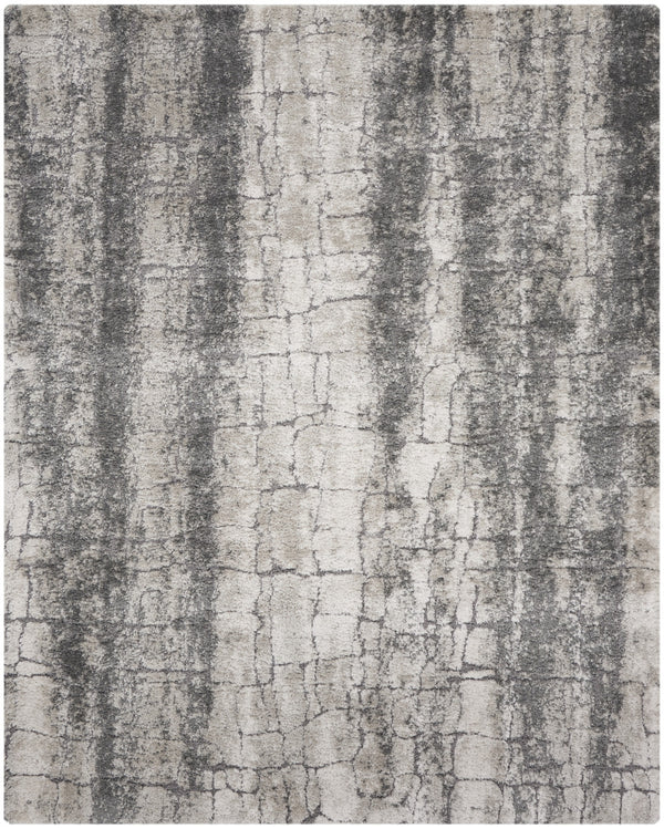 Homeroots 8' X 10' Charcoal And Ivory Abstract Shag Area Rug  Polyester 554774