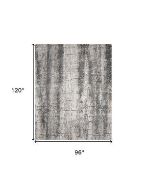 Homeroots 8' X 10' Charcoal And Ivory Abstract Shag Area Rug  Polyester 554774