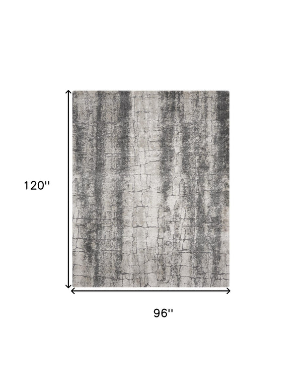 Homeroots 8' X 10' Charcoal And Ivory Abstract Shag Area Rug  Polyester 554774