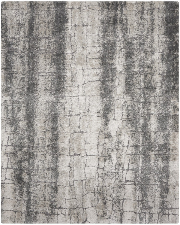 HomeRoots 5' Charcoal and Ivory Abstract Shag Area Rug - Plush, Modern Design for Cozy Living Spaces and Style 8' X 10' 554774