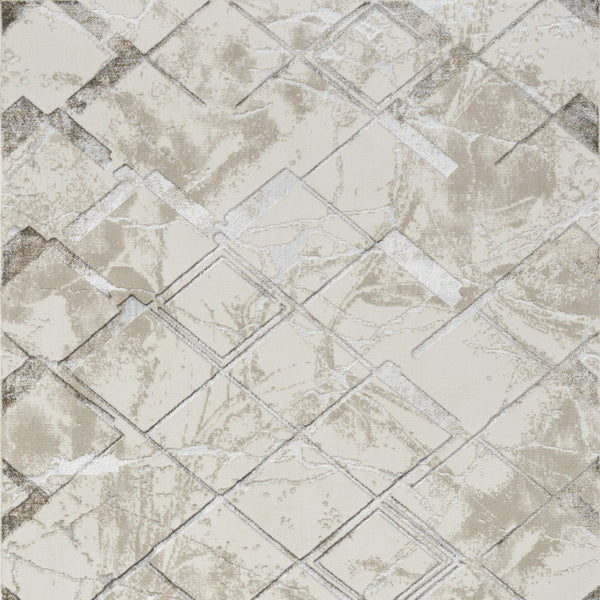 Homeroots 4' X 6' Ivory And Gray Abstract Non Skid Area Rug  Polyester 554784