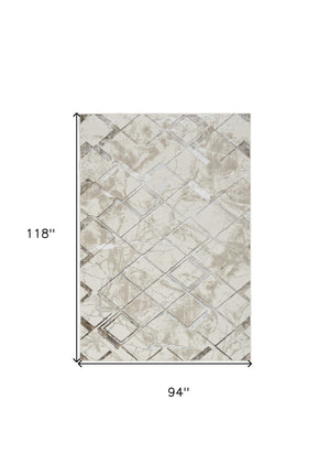 Homeroots 4' X 6' Ivory And Gray Abstract Non Skid Area Rug  Polyester 554784