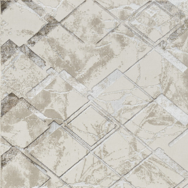 Homeroots 4' X 6' Ivory And Gray Abstract Non Skid Area Rug  Polyester 554784