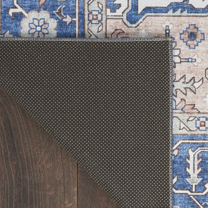 HomeRoots 8' X 10' Ivory and Blue Medallion Distressed Area Rug - Durable, Stain-Resistant, Perfect for Any Room! 554791