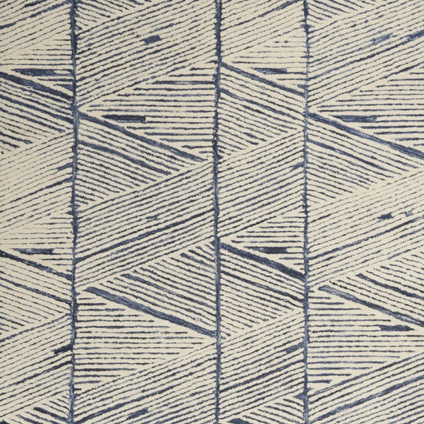 Homeroots 8' Modern Blue And White Wool Geometric Area Rug - Stain Resistant, Stylish, Perfect For Family Spaces 4' X 6' Wool 554795