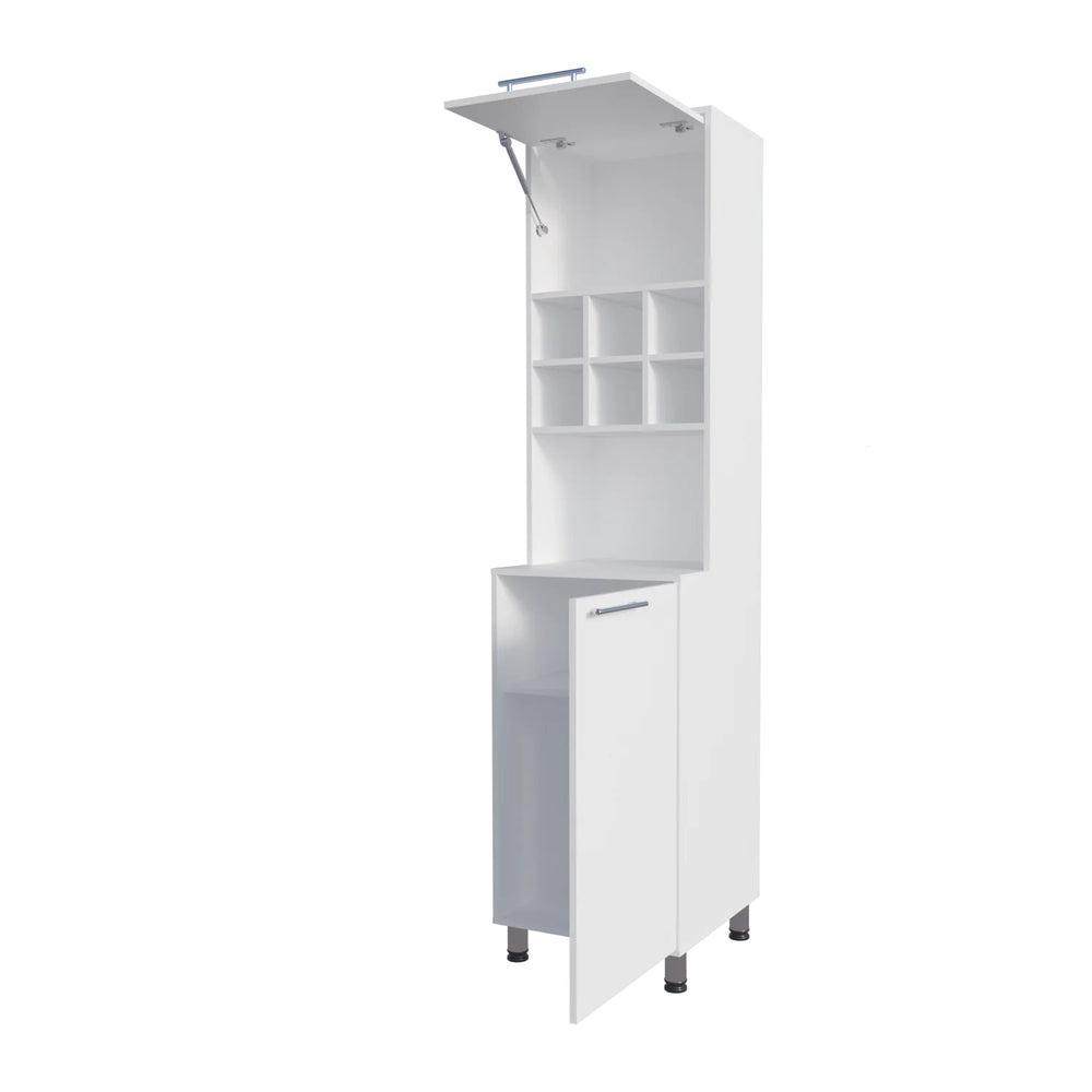 English Elm White Kitchen Pantry with 7 Shelves, Pneumatic Doors, Slim 80" Storage Cabinet for Modern Kitchens B062P290239