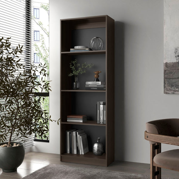 English Elm Stained Walnut Bookcase With 4 Open Shelves - Stylish Storage For Modern & Traditional Spaces B062P323166-GIGA