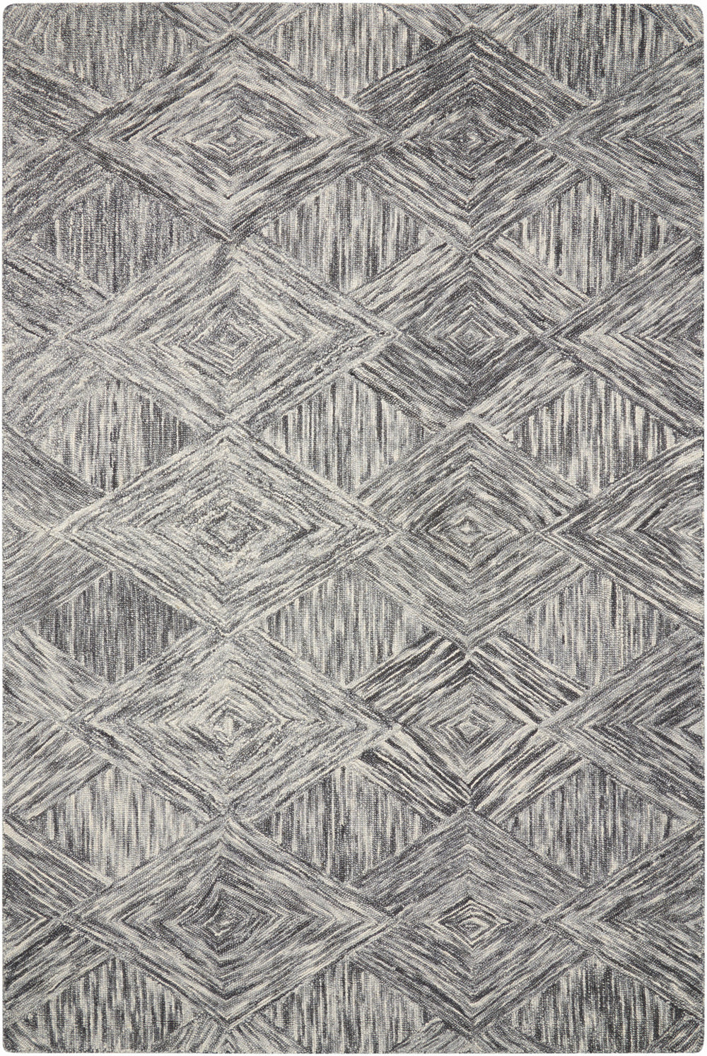 Homeroots 5' X 8' Charcoal And Ivory Wool Geometric Area Rug  Wool 554815