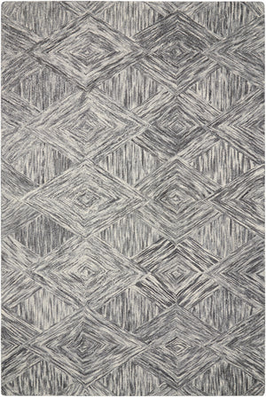 Homeroots 5' X 8' Charcoal And Ivory Wool Geometric Area Rug  Wool 554815