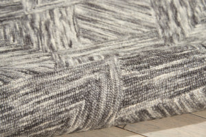 HomeRoots 8' Charcoal and Ivory Wool Geometric Area Rug - Modern Design for Living Rooms and Bedrooms 5' X 8' 554815