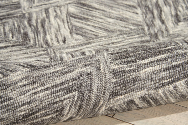 HomeRoots 8' Charcoal and Ivory Wool Geometric Area Rug - Modern Design for Living Rooms and Bedrooms 5' X 8' 554815