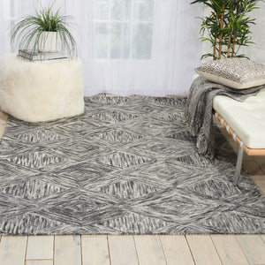Homeroots 5' X 8' Charcoal And Ivory Wool Geometric Area Rug  Wool 554815