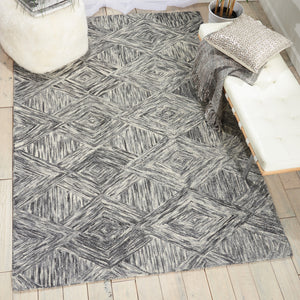 Homeroots 5' X 8' Charcoal And Ivory Wool Geometric Area Rug  Wool 554815