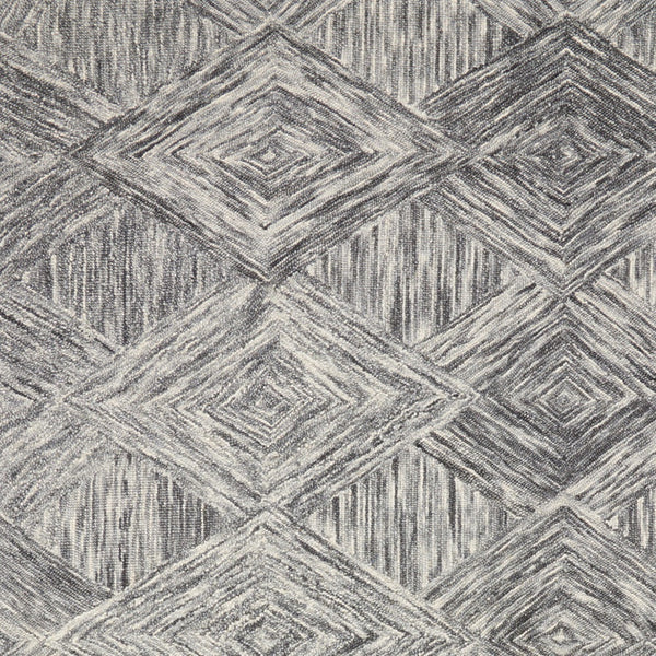 Homeroots 5' X 8' Charcoal And Ivory Wool Geometric Area Rug  Wool 554815