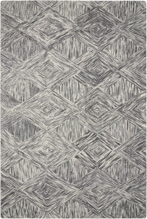 HomeRoots 8' Charcoal and Ivory Wool Geometric Area Rug - Modern Design for Living Rooms and Bedrooms 5' X 8' 554815