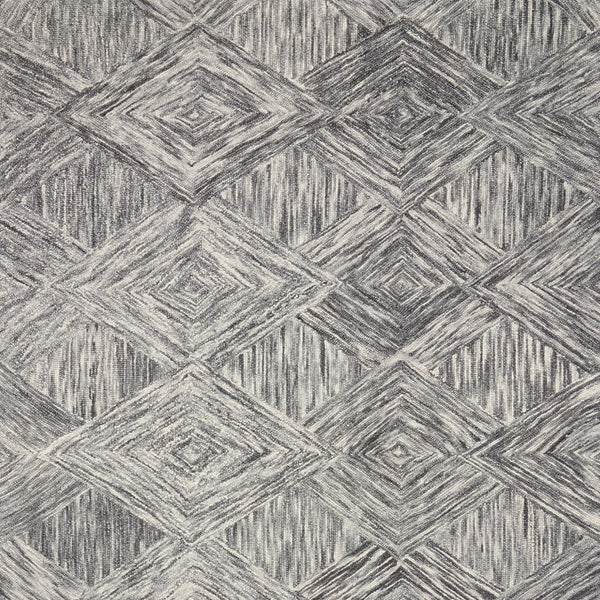Homeroots 5' X 8' Charcoal And Ivory Wool Geometric Area Rug  Wool 554815