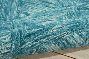 HomeRoots 5' Ivory and Blue Wool Geometric Area Rug - Enhance Comfort and Style in Any Living Space Today! 5' X 8' 554816