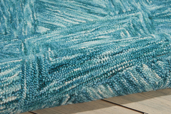 HomeRoots 5' Ivory and Blue Wool Geometric Area Rug - Enhance Comfort and Style in Any Living Space Today! 5' X 8' 554816