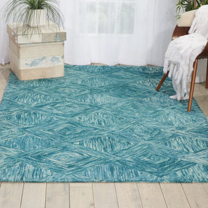 HomeRoots 5' Ivory and Blue Wool Geometric Area Rug - Enhance Comfort and Style in Any Living Space Today! 5' X 8' 554816