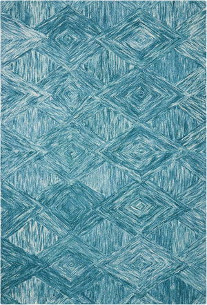 HomeRoots 5' Ivory and Blue Wool Geometric Area Rug - Enhance Comfort and Style in Any Living Space Today! 5' X 8' 554816