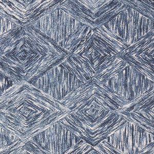 Homeroots 5' X 8' Denim Blue And Ivory Wool Geometric Area Rug  Wool 554817