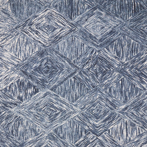 Homeroots 5' X 8' Denim Blue And Ivory Wool Geometric Area Rug  Wool 554817