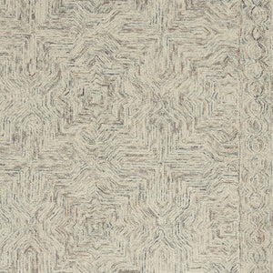 Homeroots 4' X 6' Ivory And Blue Wool Geometric Area Rug  Wool 554827