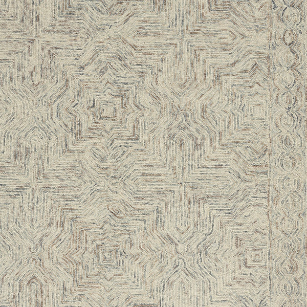 Homeroots 4' X 6' Ivory And Blue Wool Geometric Area Rug  Wool 554827