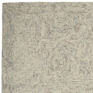 Homeroots 4' X 6' Ivory And Blue Wool Geometric Area Rug  Wool 554827