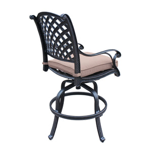 English Elm Cast Aluminum Counter Stools With Cushions, Set Of 2 – Durable, Weather-Resistant, Elegant Design B010P278346
