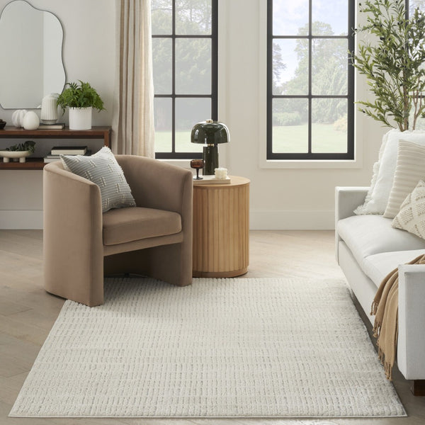 HomeRoots 5' Elegant Ivory and Gray Abstract Area Rug - Soft, Durable Design for Modern Living Spaces 8' X 10' 554829