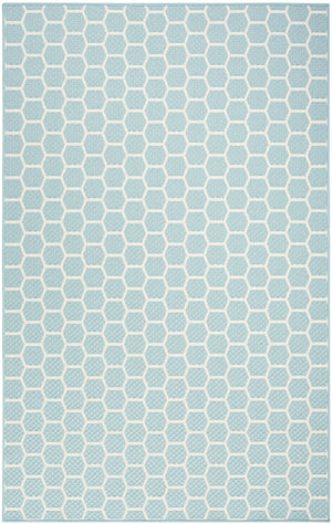 HomeRoots 6' X 9' Aqua & Ivory Geometric Area Rug - Stylish Indoor/Outdoor Flatwoven Design for Any Space 554831