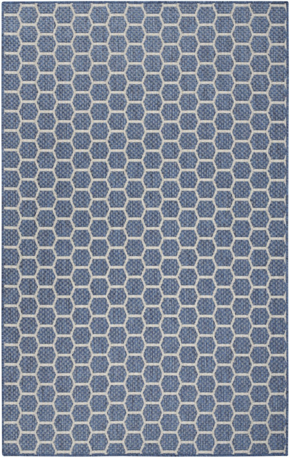 HomeRoots 6' X 9' Blue and Ivory Geometric Area Rug - Versatile Indoor/Outdoor Mat for Modern Spaces & Durability 554833
