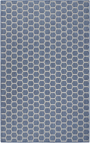 HomeRoots 6' X 9' Blue and Ivory Geometric Area Rug - Versatile Indoor/Outdoor Mat for Modern Spaces & Durability 554833