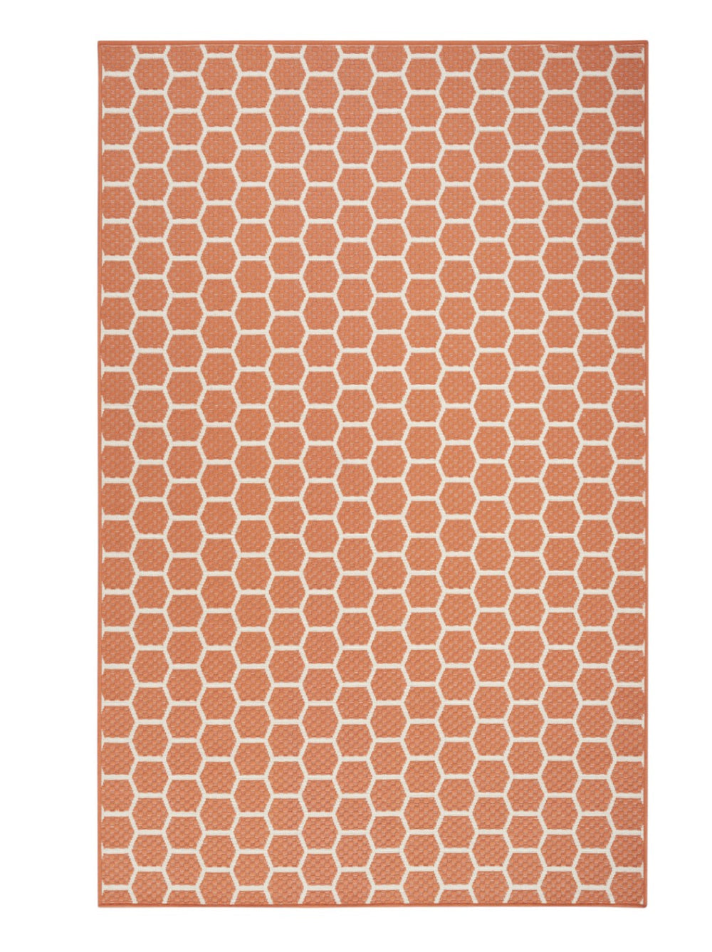 HomeRoots 6' Coral and Ivory Geometric Area Rug – Stylish Indoor/Outdoor Flatwoven Design for Modern Spaces 554834