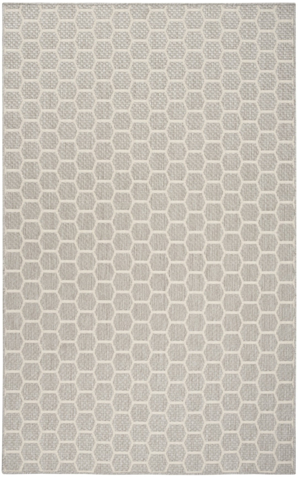 HomeRoots 6' X 9' Gray and Ivory Geometric Area Rug - Stylish Indoor/Outdoor Design, Reversible & Low Maintenance 554835