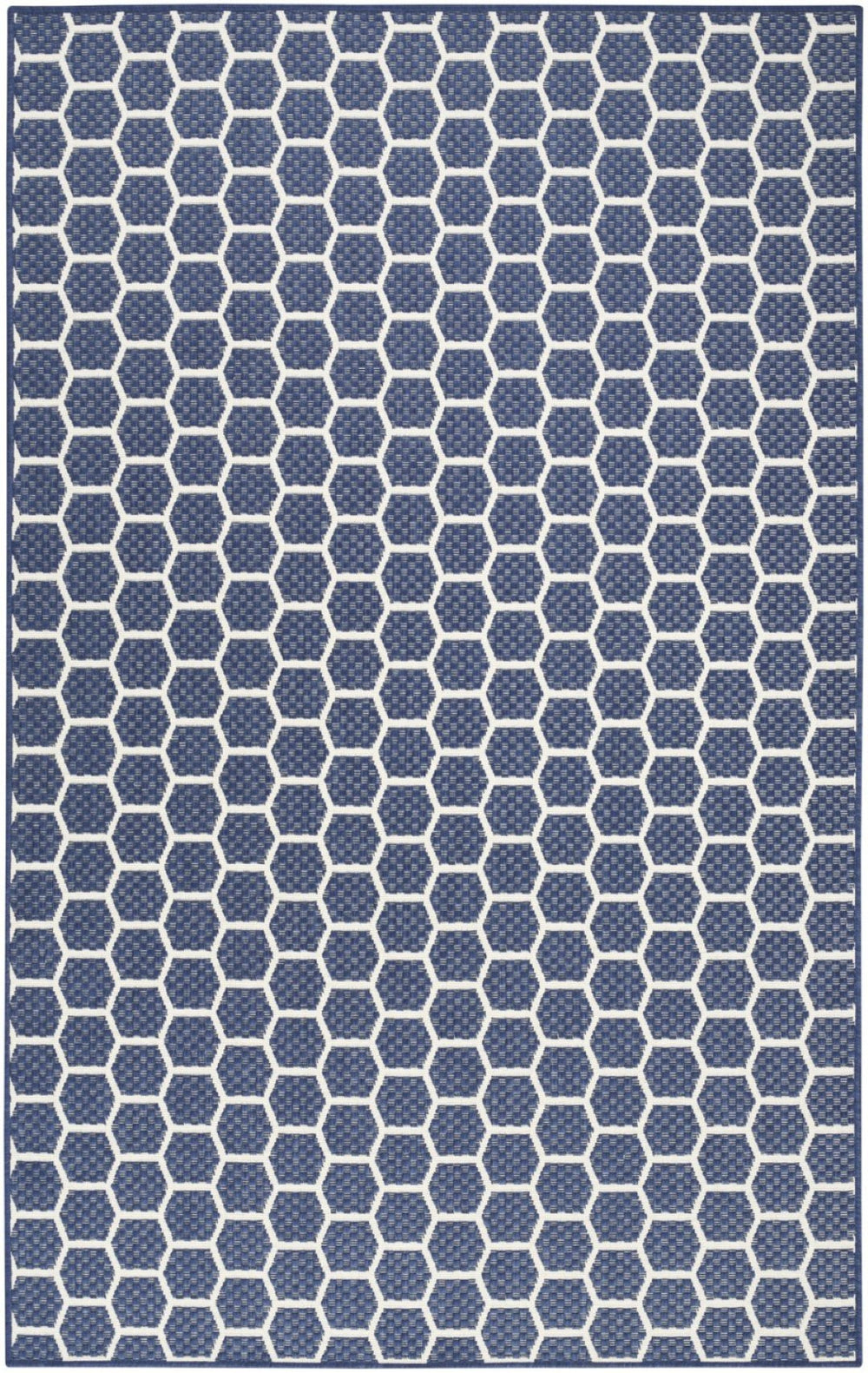 HomeRoots 6' X 9' Versatile Navy Blue & Ivory Geometric Indoor/Outdoor Area Rug for Modern Spaces & Durability 554837
